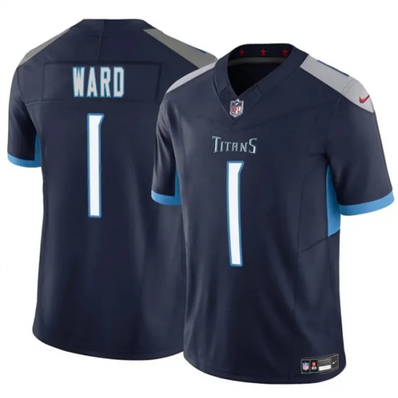 Tennessee Titans Jersey 1 Cameron Ward Navy 2025 Draft F.U.S.E Vapor Limited Stitched Football
