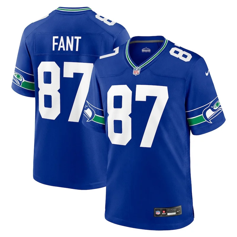 Noah Fant 87 Seattle Seahawks Jersey Throwback Game - Royal