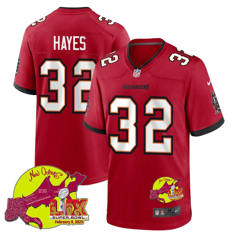 Jamel Dean 35 Tampa Bay Buccaneers Jersey Super Bowl LIX New Orleans Patch Game - Red - Image 5