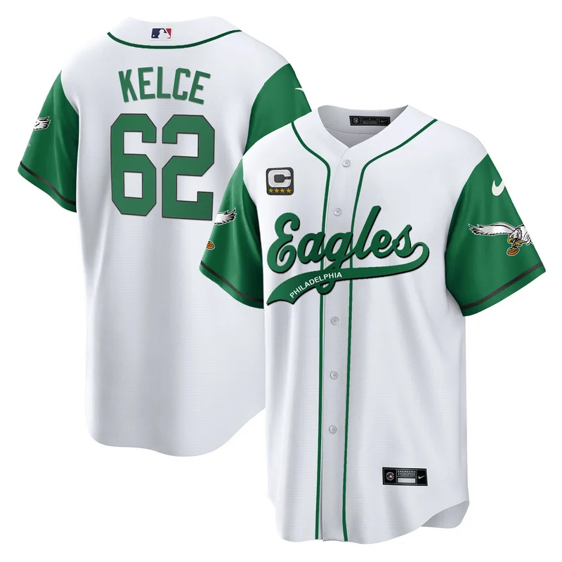 Jason Kelce 62 Philadelphia Eagles Jersey Baseball - Black - Image 2