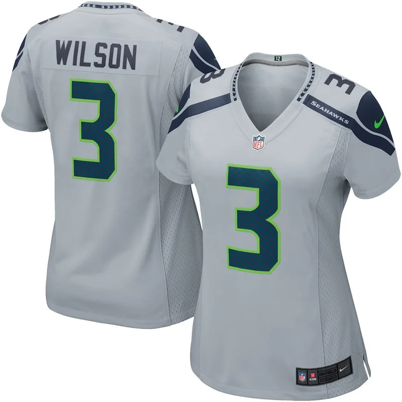Russell Wilson 3 Seattle Seahawks Game Jersey - Gray
