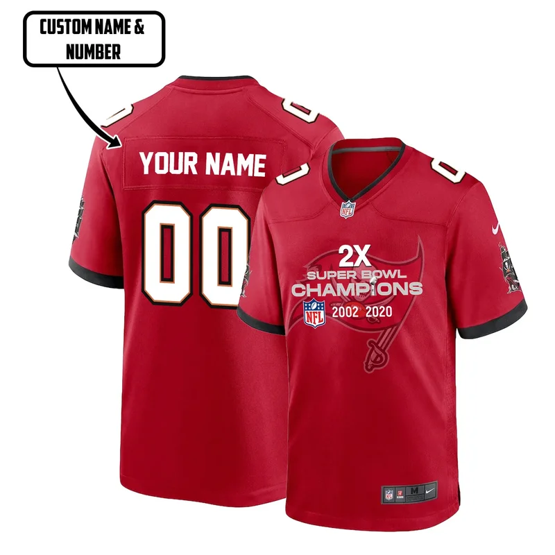 Tampa Bay Buccaneers Jersey 2X Super Bowl Champions - Red