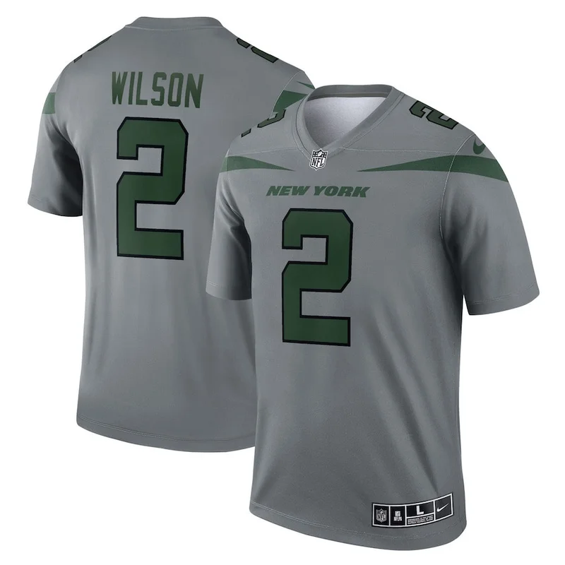 Zach Wilson 2 New York Jets Jersey Inverted Legend - Gray