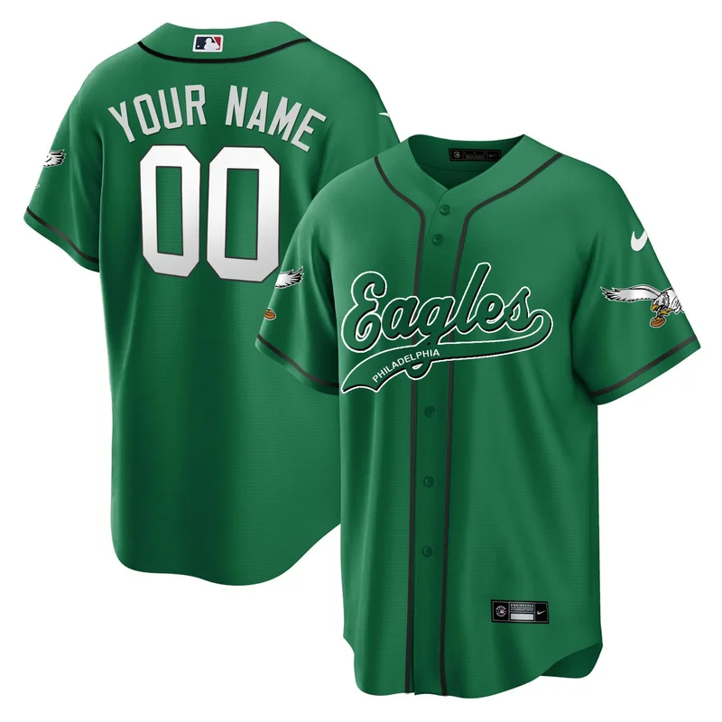 Philadelphia Eagles Jersey Baseball Custom - Kelly Green