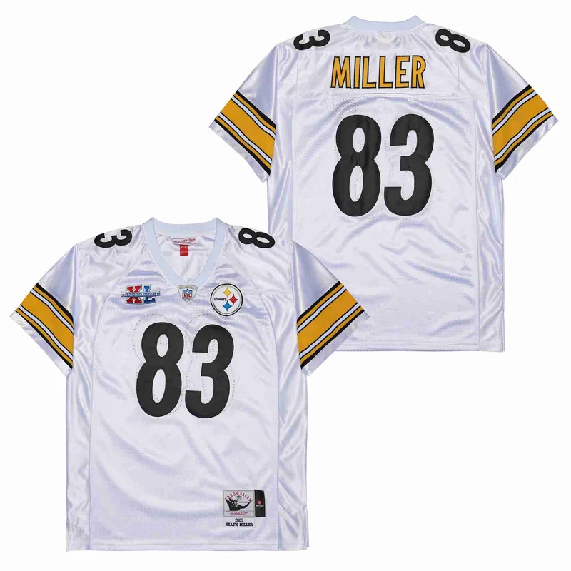 Heath Miller 83 Pittsburgh Steelers Jersey Super Bowl XL Retro Throwback - White