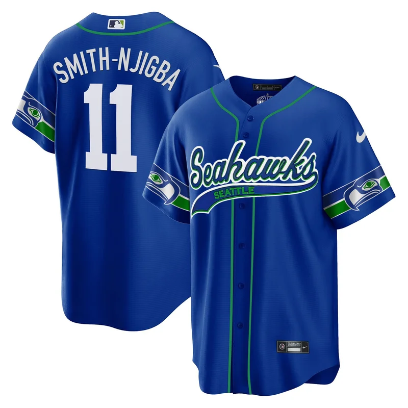 Smith-Njigba 11 Seattle Seahawks Jersey Throwback - Royal