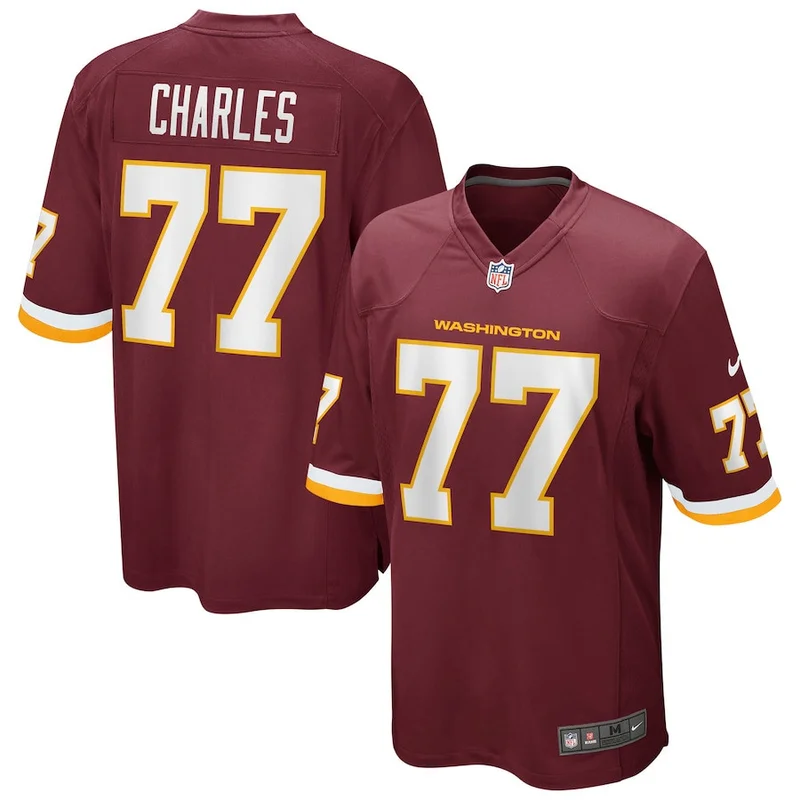 Saahdiq Charles 77 Washington Commanders Jersey Football Team Game - Burgundy