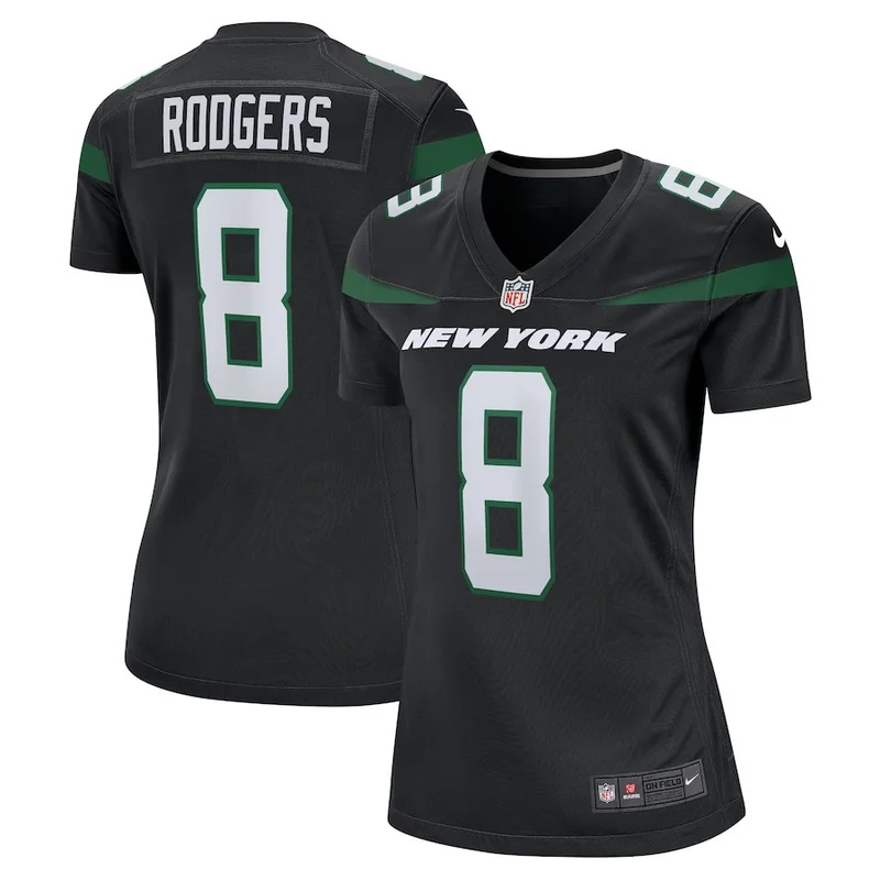 Aaron Rodgers 8 New York Jets Jersey - Black