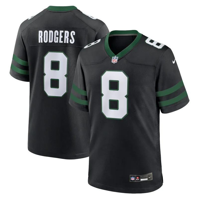 Aaron Rodgers 8 New York Jets Jersey - Black - Image 2