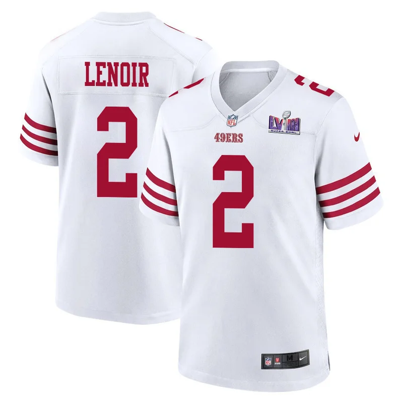 Deommodore Lenoir 2 San Francisco 49ers Jersey Super Bowl LVIII Patch Game - Scarlet - Image 2