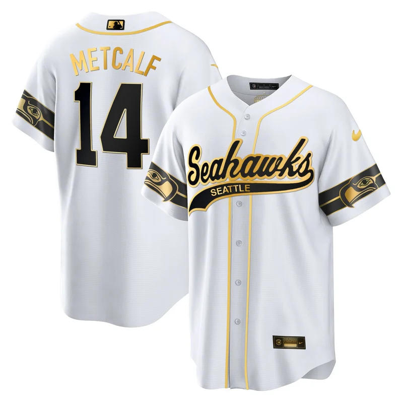DK Metcalf 14 Seattle Seahawks Jersey Throwback - White Gold