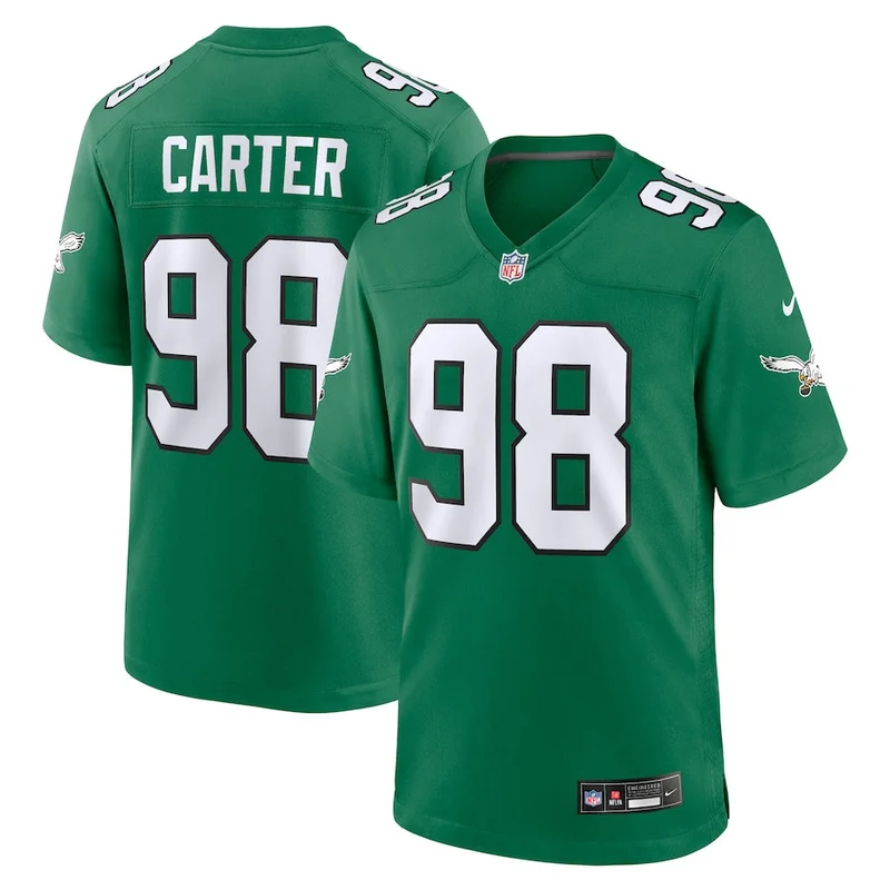 Jalen Carter 98 Philadelphia Eagles Jersey Alternate Game - Kelly Green