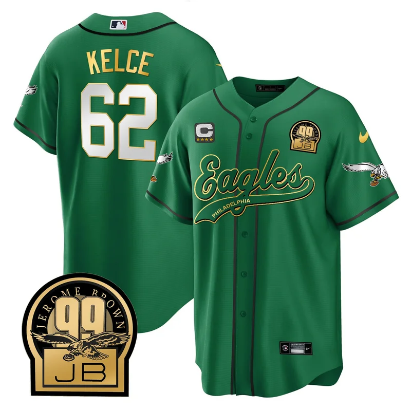 Jason Kelce 62 Philadelphia Eagles Jersey Baseball - Black - Image 4