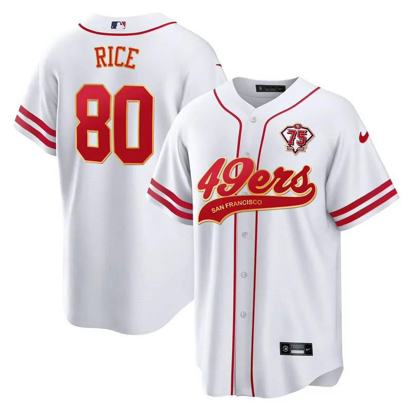 Jerry Rice 80 San Francisco 49ers Jersey Baseball - White