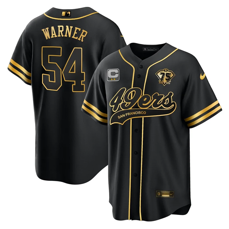 Fred Warner 54 San Francisco 49ers Jersey Baseball - Black Gold