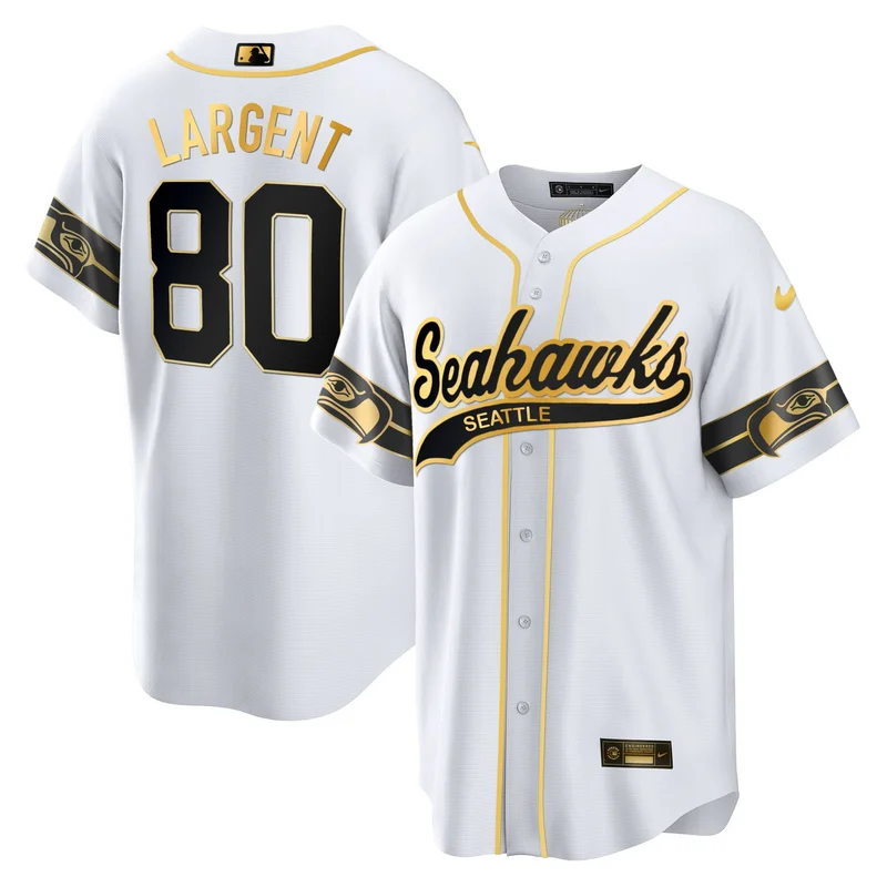 Steve Largent 80 Seattle Seahawks Jersey Throwback - White Gold