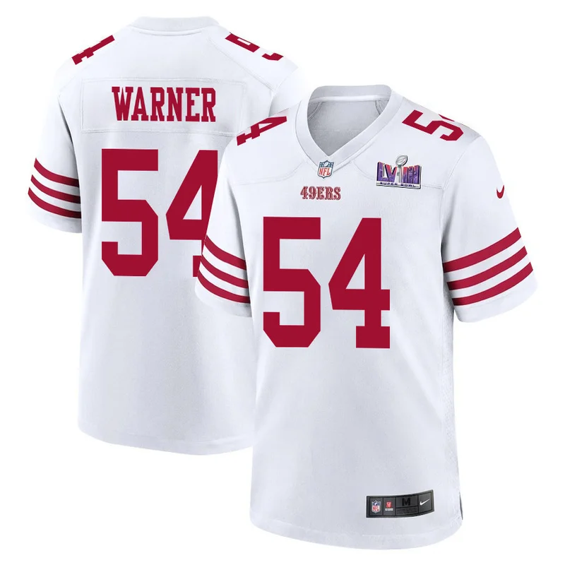 Fred Warner 54 San Francisco 49ers Jersey Super Bowl LVIII Patch Game - White