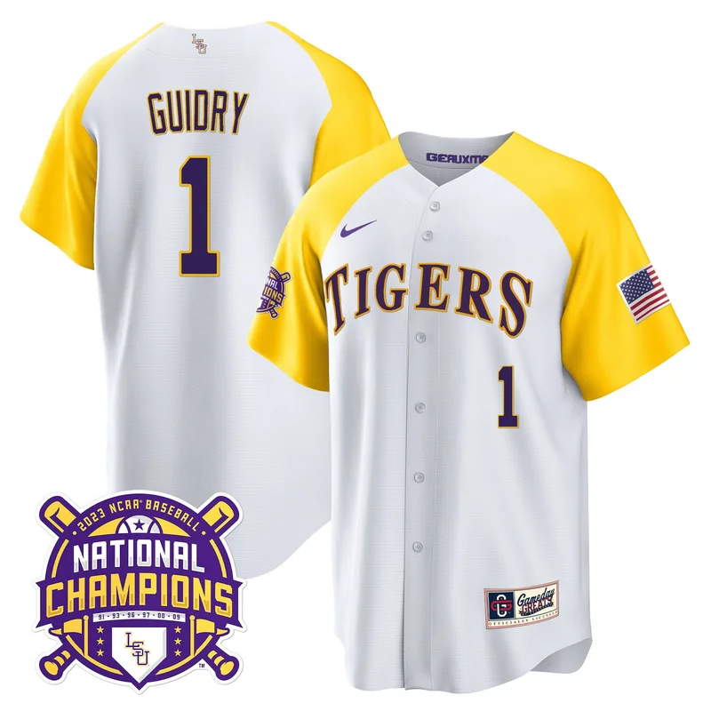 Weylin Guidry 1 LSU Tigers Jersey 2023 Color Sleeves Champions Baseball - Purple Sleeves - Image 2