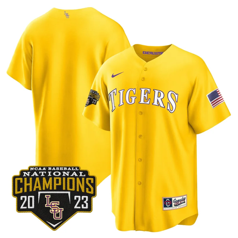 LSU Tigers Jersey 2023 National Champions Baseball Patch - Gold - Image 2