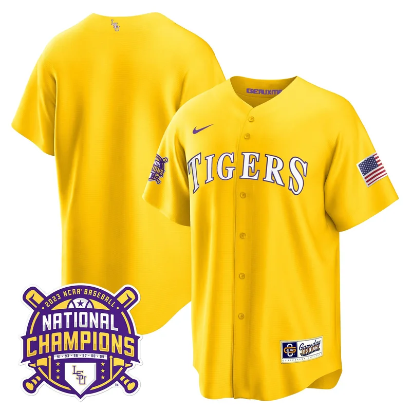 LSU Tigers Jersey 2023 National Champions Baseball Patch - Gold