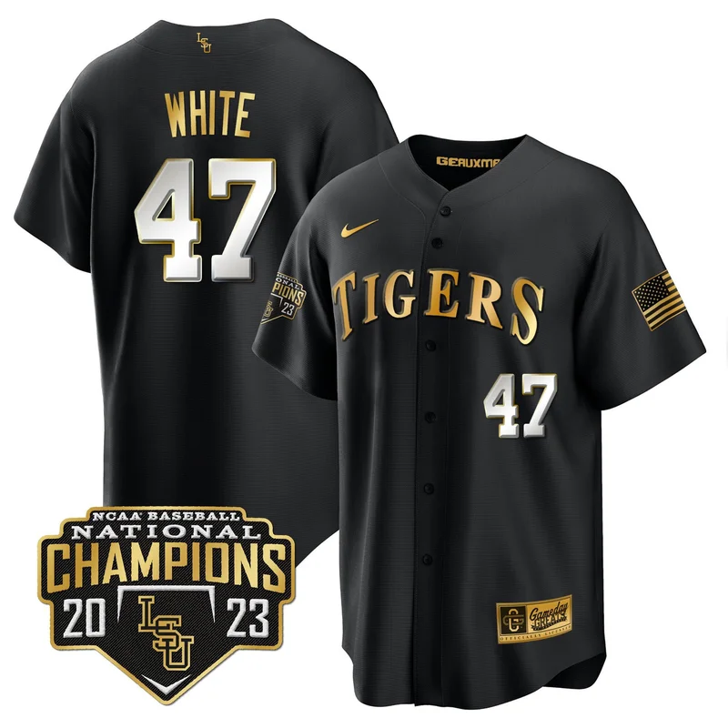 Paul Skenes 20 LSU Tigers Jersey 2023 National Champions Baseball - White - Image 4