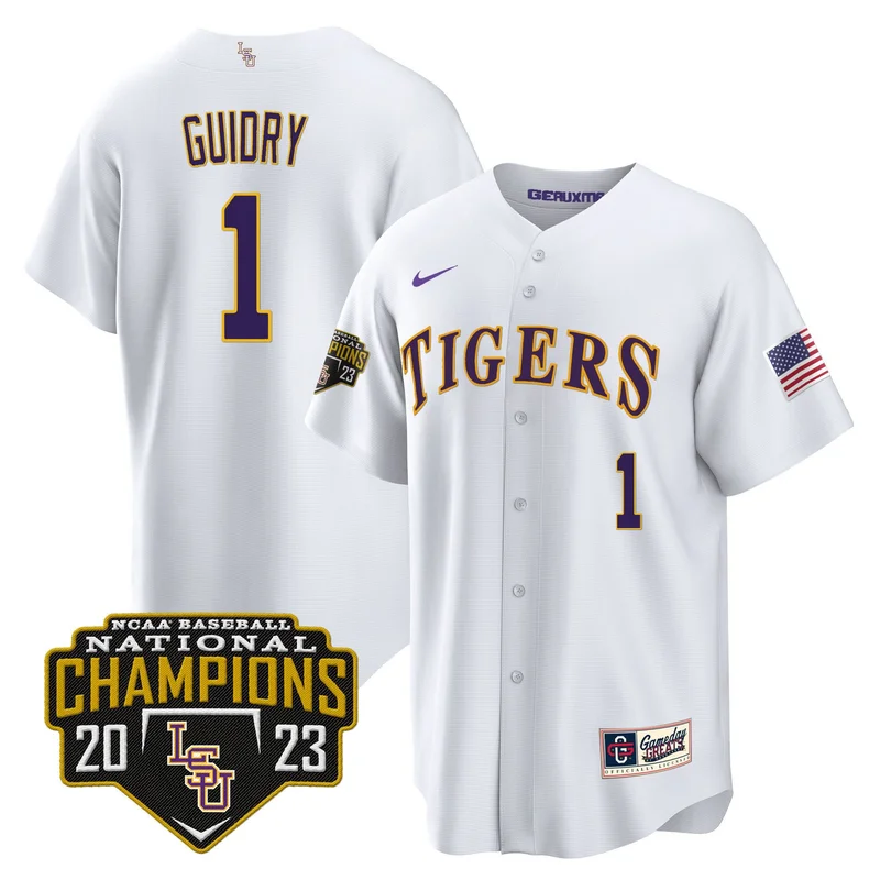 Tommy White 47 LSU Tigers Jersey 2023 National Champions Baseball - White - Image 3