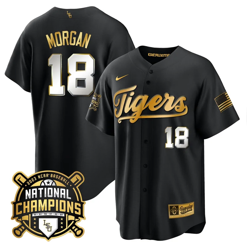 Tommy White 47 LSU Tigers Jersey 2023 National Champions Baseball Patch - Gold - Image 5