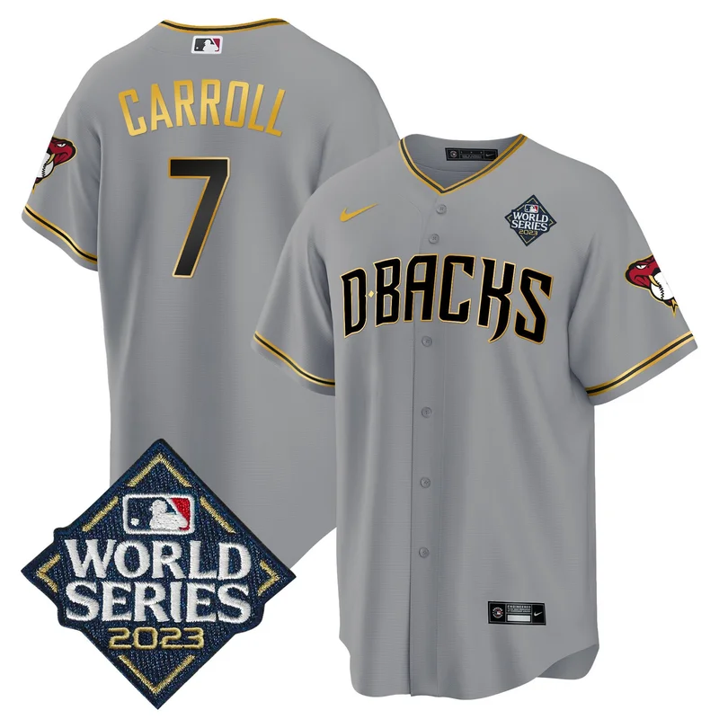 Corbin Carroll 7 Arizona Diamondbacks Jersey 2023 World Series - Gray Gold