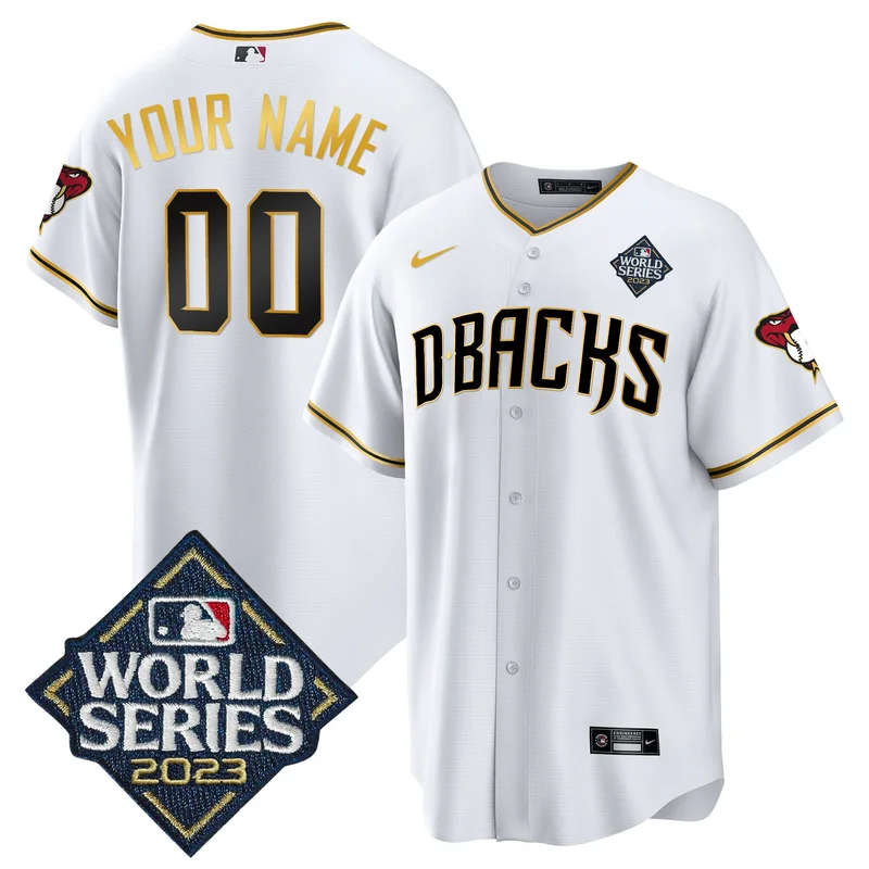 Arizona Diamondbacks Jersey 2023 World Series Patch Custom - White Gold