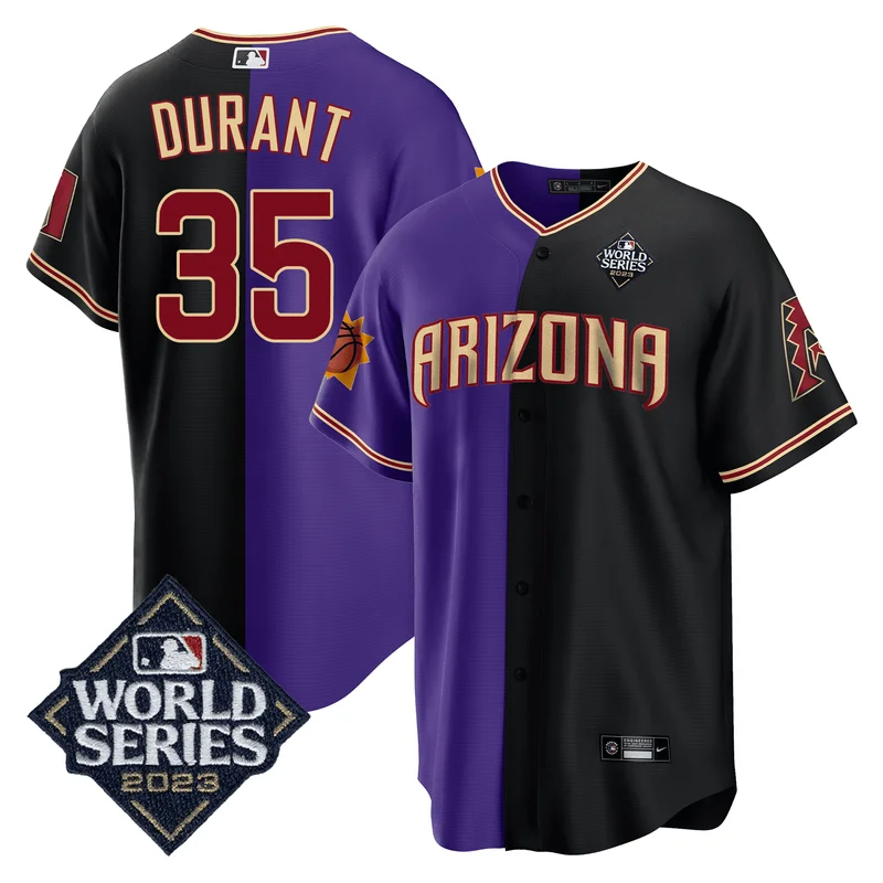 Kevin Durant 35 Arizona Diamondbacks Jersey Phoenix Suns Jersey 2023 World Series Stitched Baseball - Black/