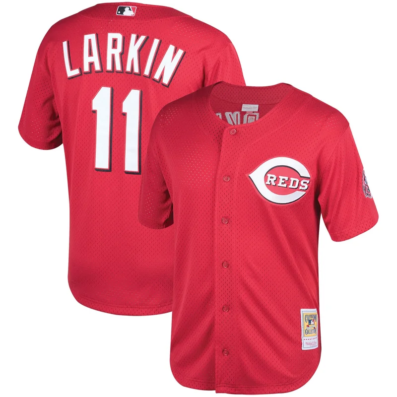 Barry Larkin Cincinnati Reds Jersey Jersey Throwback Cooperstown Mesh Batting Practice - Red