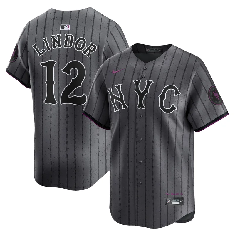 Francisco Lindor 12 New York Mets Jersey 2024 City Connect Limited - Graphite - Image 2
