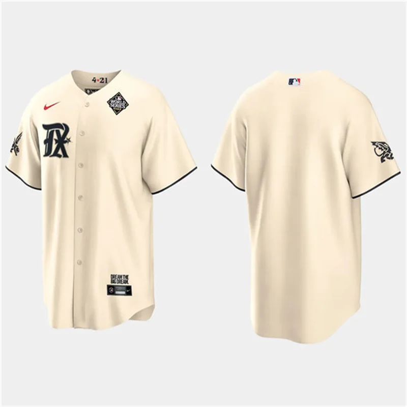 Texas Rangers Jersey 2023 World Series & Texas State Patch Custom - White Gold - Image 5