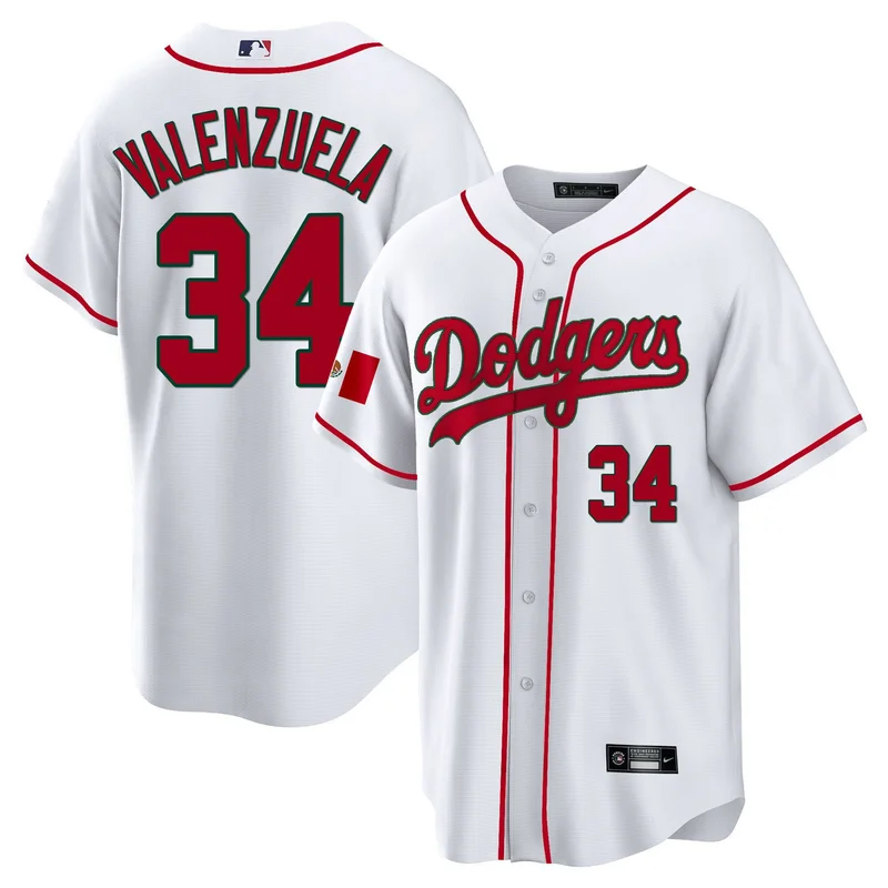 Fernando Valenzuela 34 Los Angeles Dodgers Jersey Mexico Baseball - White