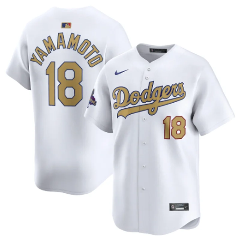 Los Angeles Dodgers Jersey Yoshinobu Yamamoto White 2025 Gold Collection Limited