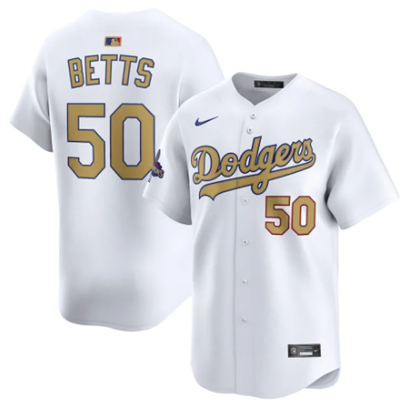 Los Angeles Dodgers Jersey Mookie Betts White 2025 Gold Collection Limited