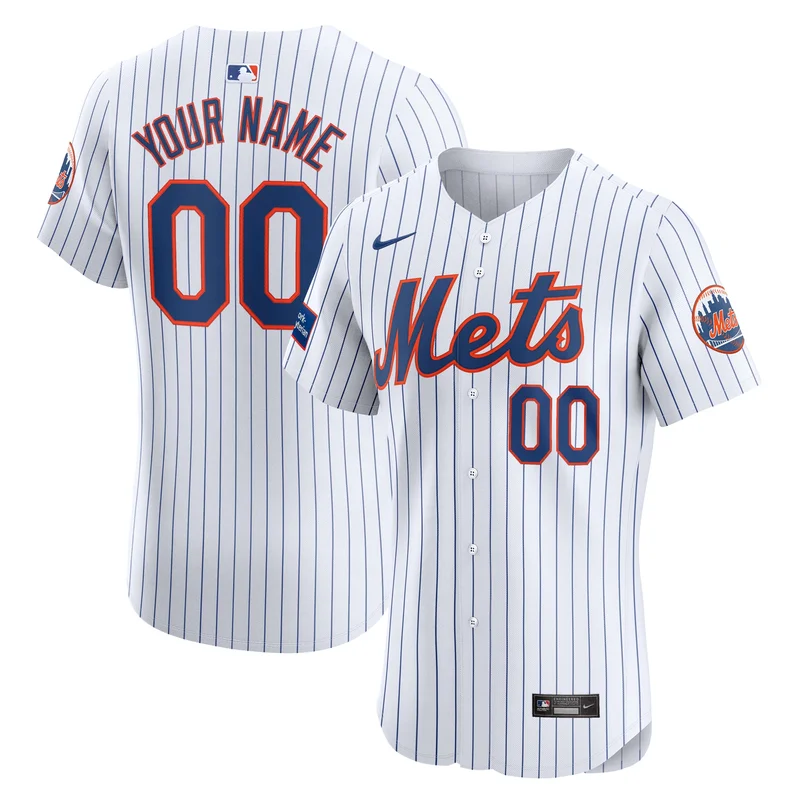 New York Mets Jersey Home Elite Custom Patch - White