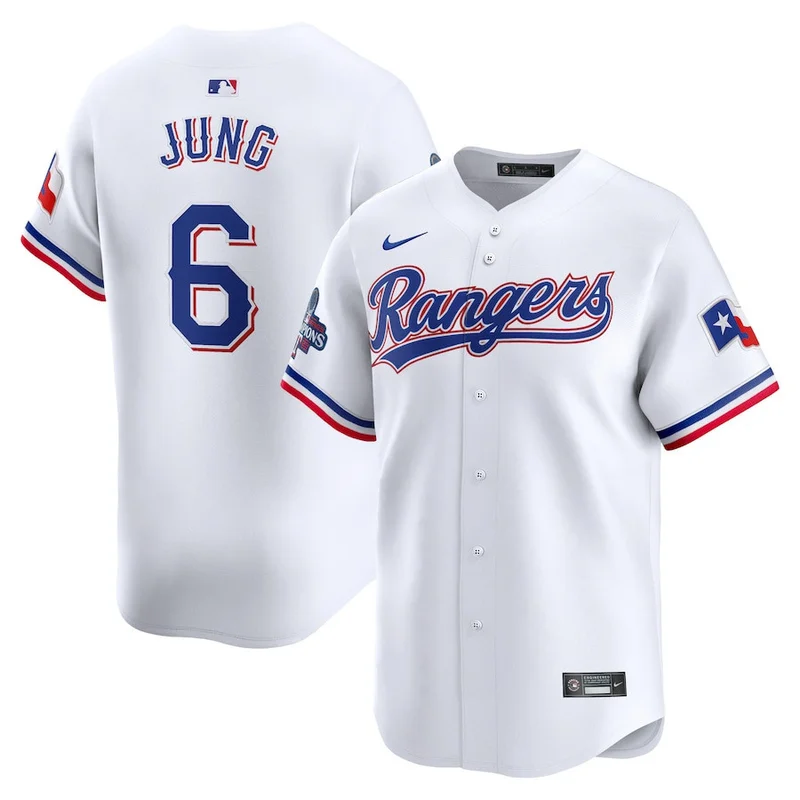 Josh Jung 6 Texas Rangers Jersey Home 2023 World Series Champions Limited - White