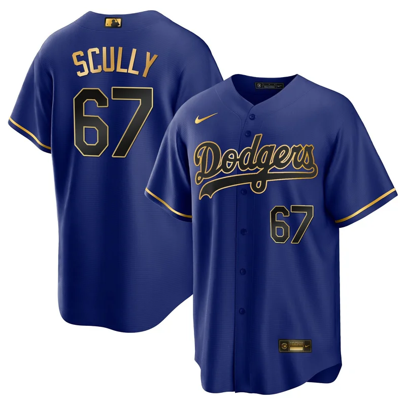 Vin Scully 67 Los Angeles Dodgers Jersey Baseball - Cool Black Royal