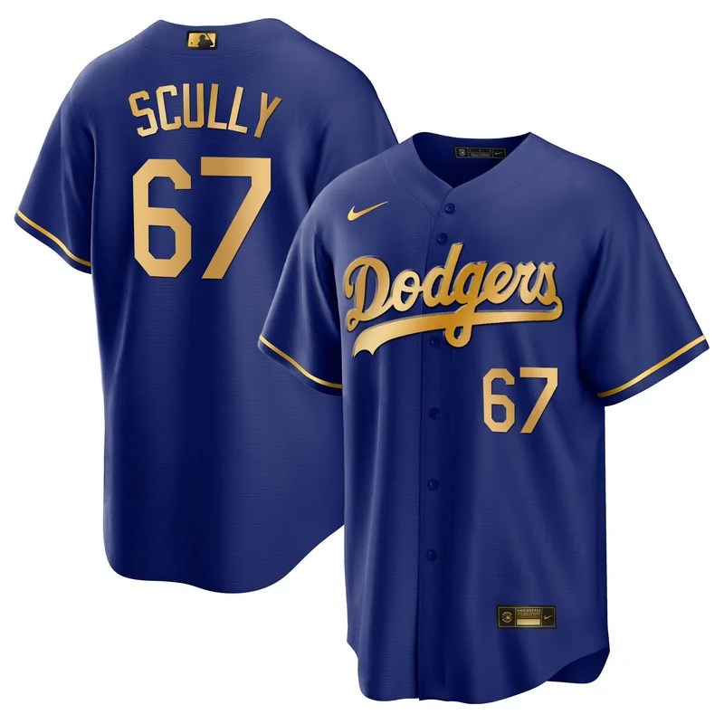 Vin Scully 67 Los Angeles Dodgers Jersey Baseball - Cool Royal Gold