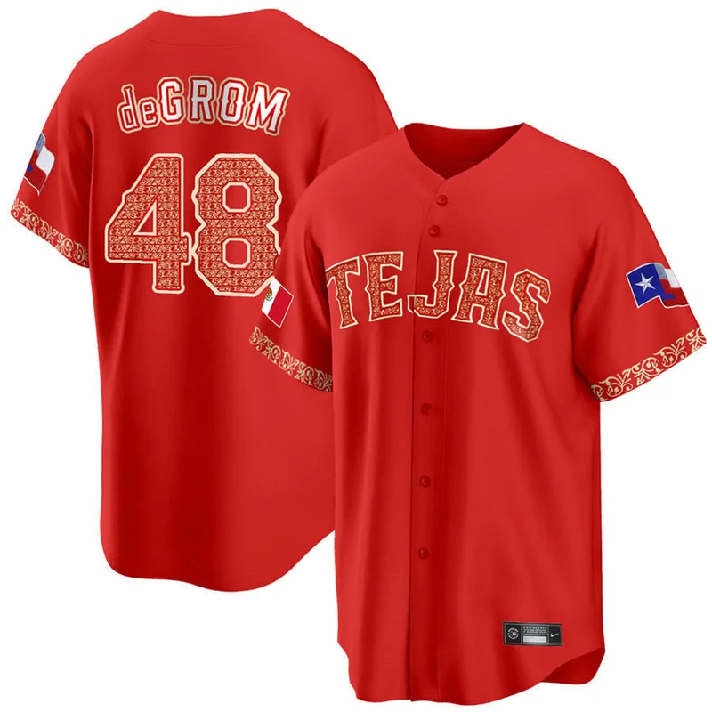 Jacob DeGrom 48 Texas Rangers Jersey 2023 World Series Stitched Baseball - Blue - Image 4