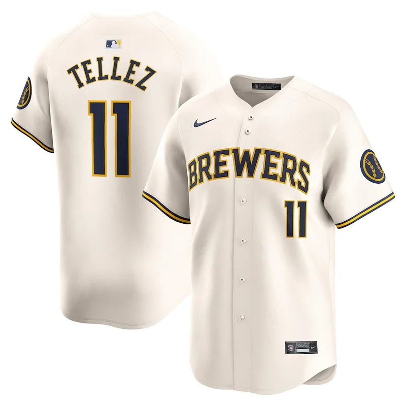 Milwaukee Brewers Jersey Stitches Button-Down Raglan Fashion - Navy - Image 4