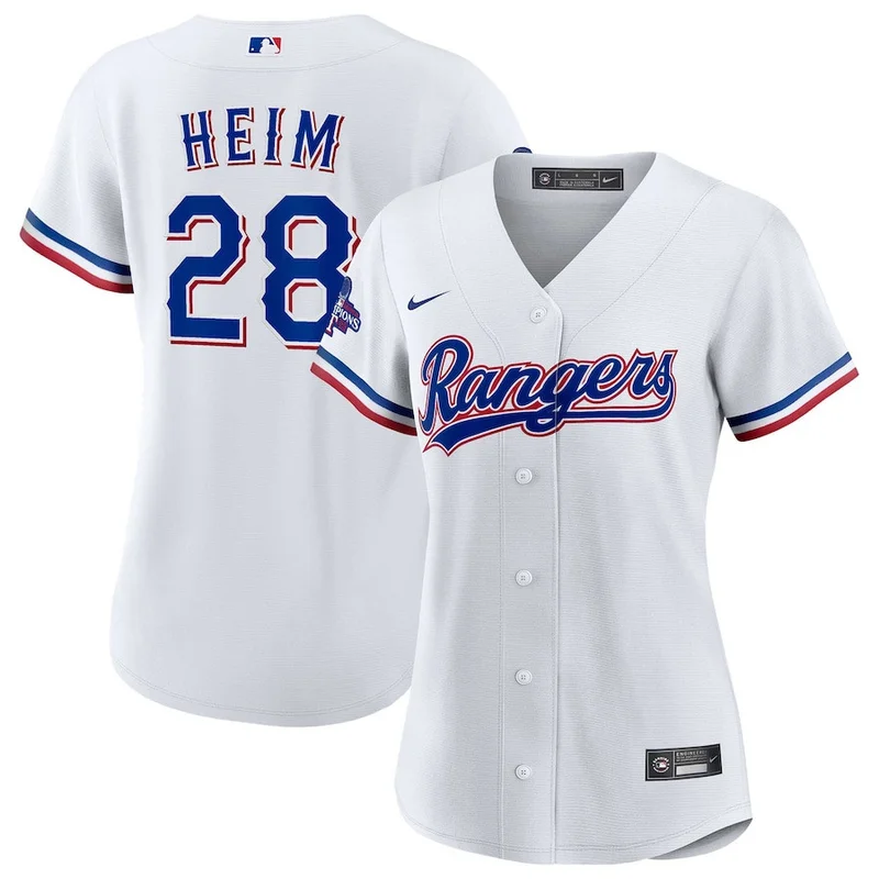 Jonah Heim 28 Texas Rangers Jersey Home 2023 World Series Champions Limited - White - Image 2