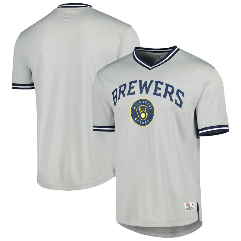 Milwaukee Brewers Jersey Stitches Button-Down Raglan Fashion - Navy - Image 3