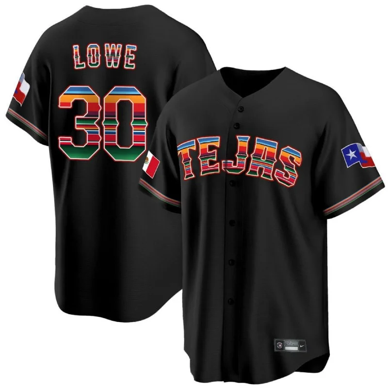 Nathaniel Lowe 30 Texas Rangers Jersey Mexican Collection Baseball - Black
