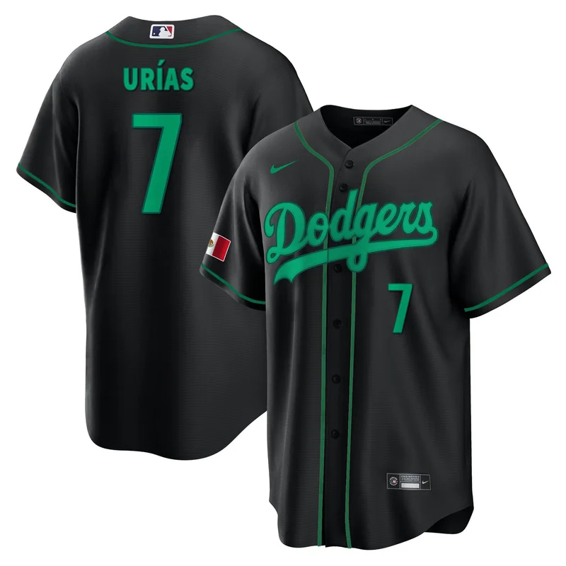 Julio Urias 7 Los Angeles Dodgers Jersey Mexico Baseball - Black