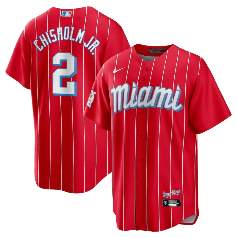 Jazz Chisholm Jr 2 Miami Marlins Jersey City Connect - Red