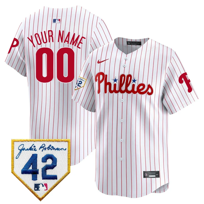 Philadelphia Phillies Jersey 2024 Jackie Robinson Patch Custom - White