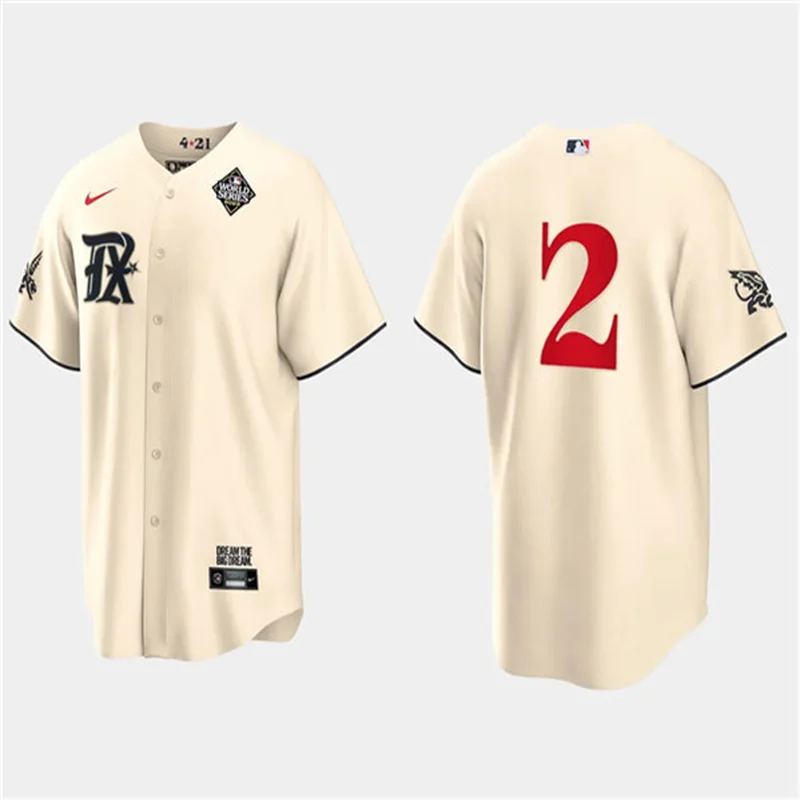 Marcus Semien 2 Texas Rangers Jersey 2023 World Series Stitched Baseball - Cream
