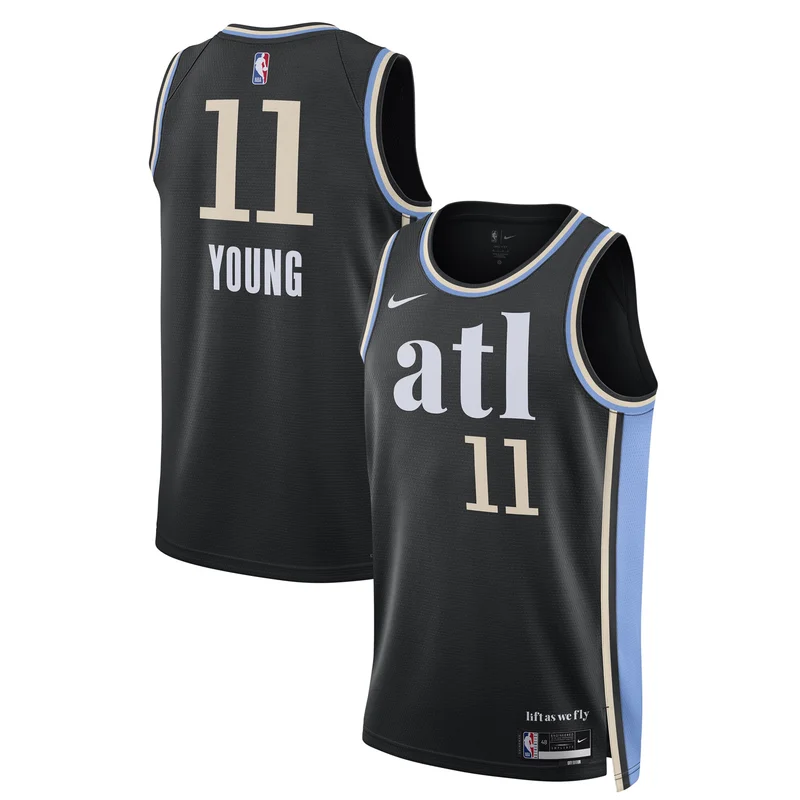 Trae Young Atlanta Hawks Jersey Unisex 2022 23 Swingman - City Edition - Black - Image 2